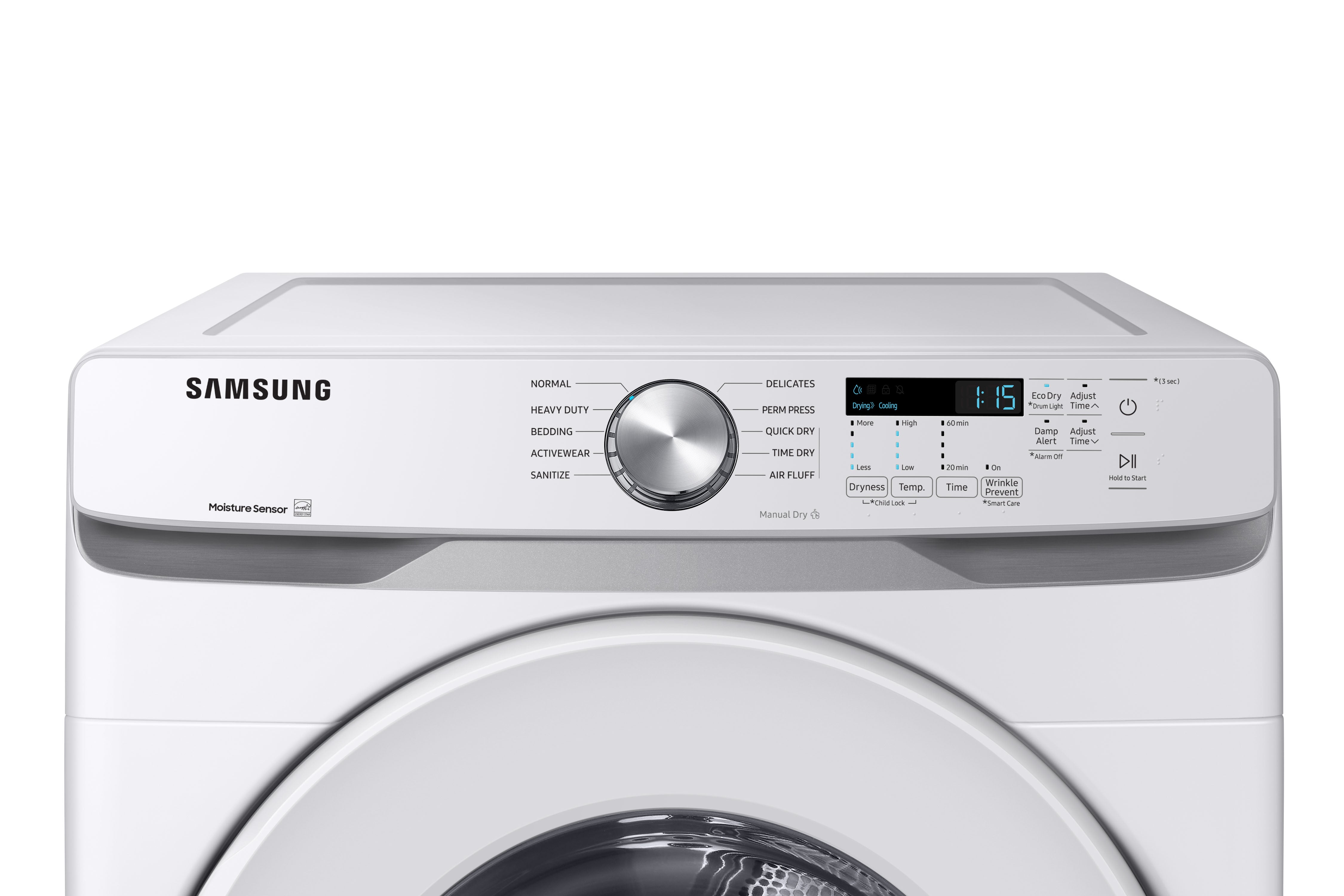 Samsung White Front Load Electric Dryer with Shallow Depth (7.5 Cu.Ft) - DVE45T6005W/AC