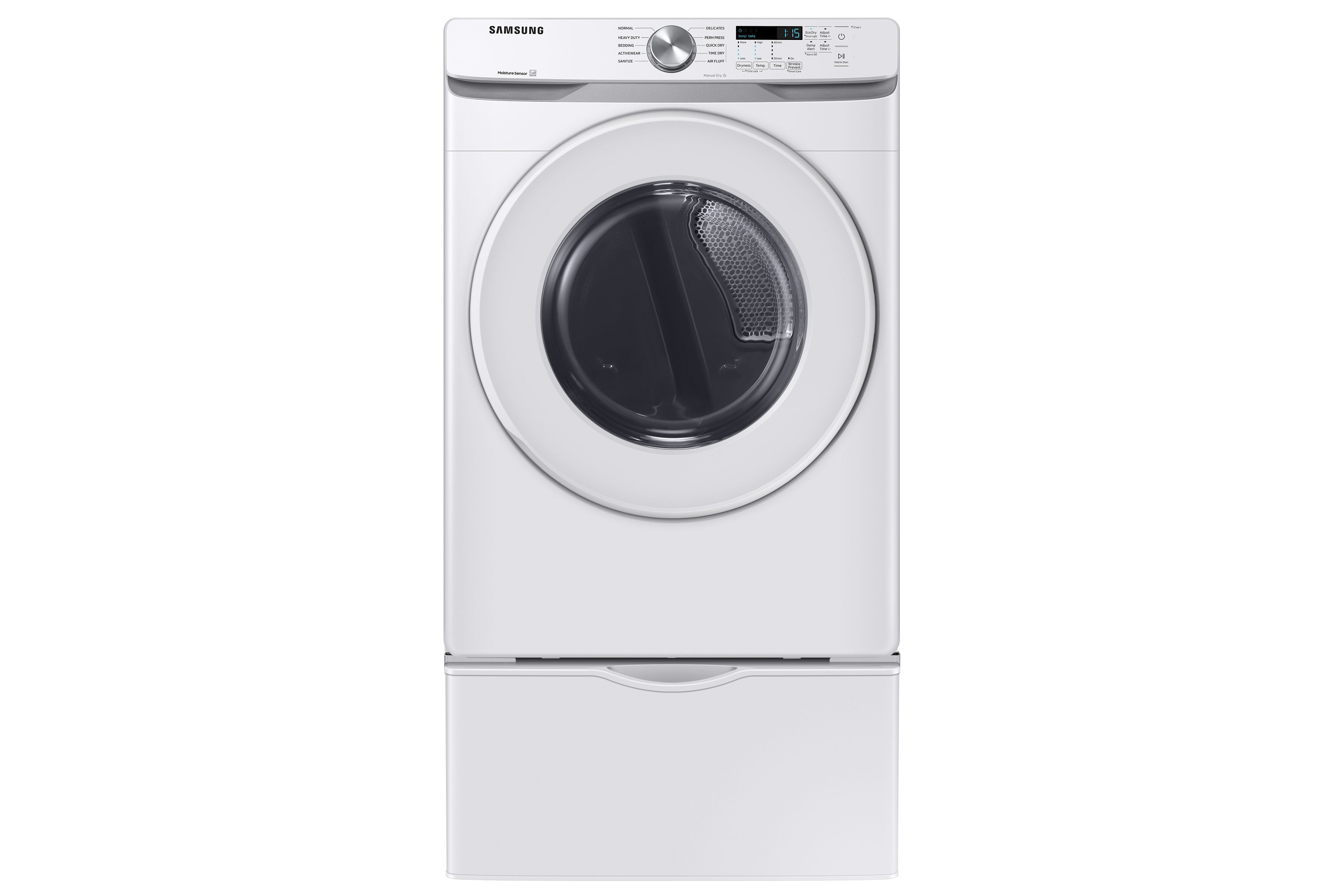 Samsung White Front Load Electric Dryer with Shallow Depth (7.5 Cu.Ft) - DVE45T6005W/AC