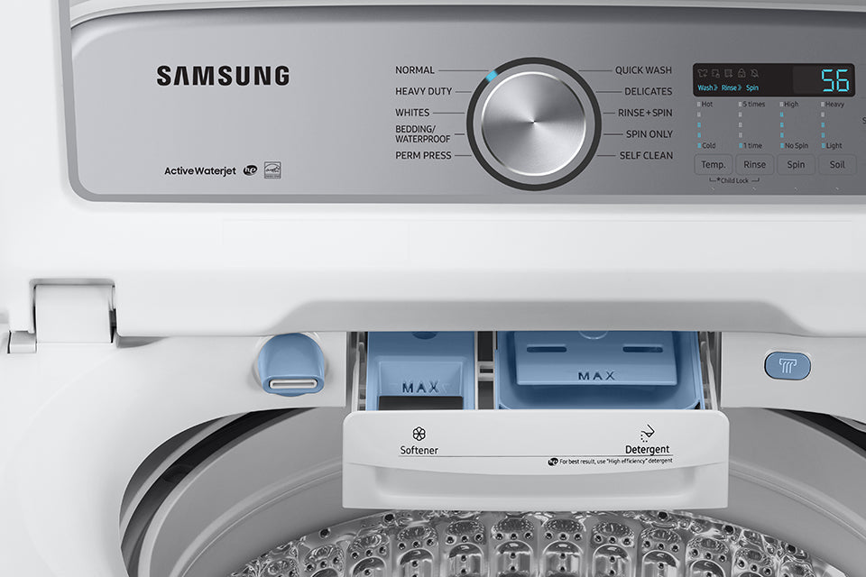 Samsung White Top Load Washer with Active Water Jet Faucet and EZ Access Tub (5.8 Cu.Ft) - WA50R5200AW/US