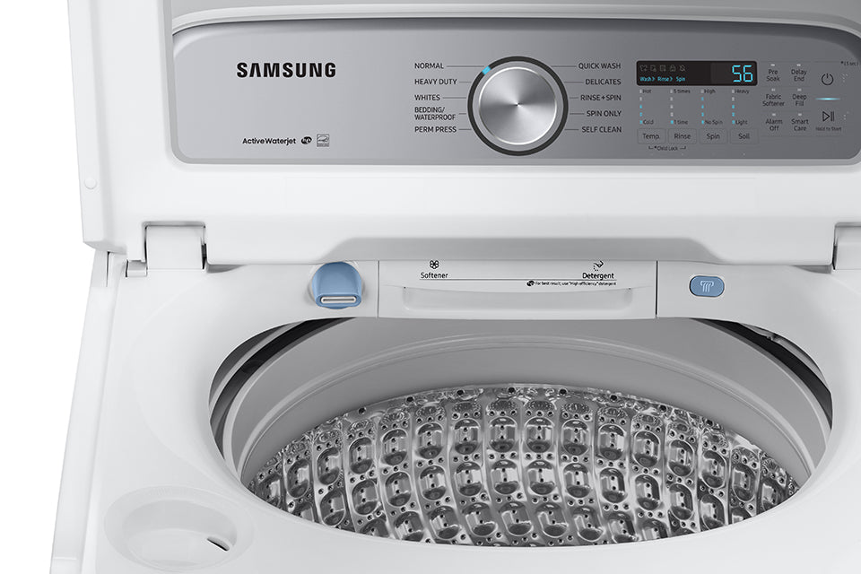 Samsung White Top Load Washer with Active Water Jet Faucet and EZ Access Tub (5.8 Cu.Ft) - WA50R5200AW/US