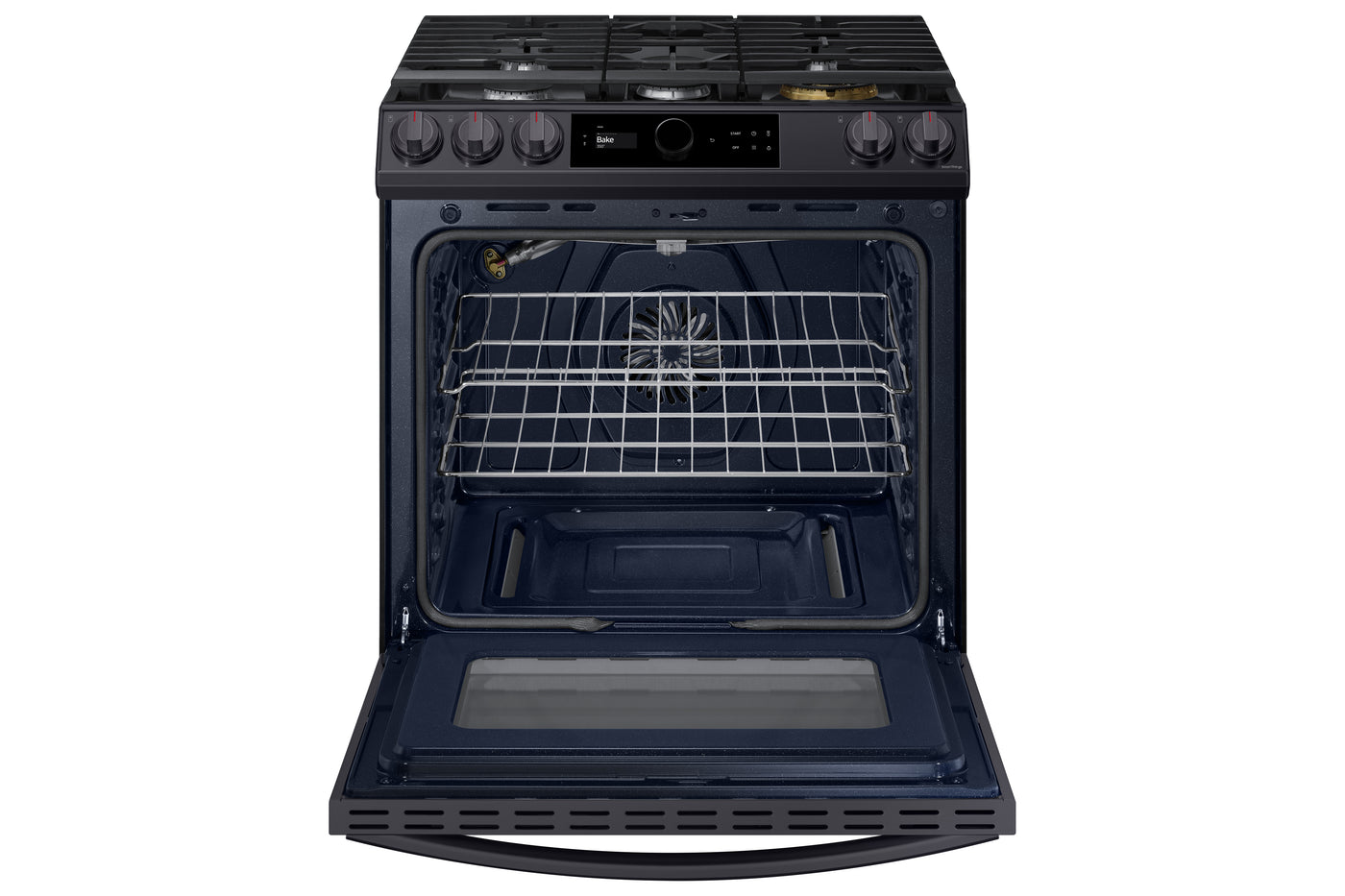 Samsung Black Stainless Steel Gas Range with 22K double burner and Air Fry (6.0 Cu.Ft) - NX60T8711SG/AA