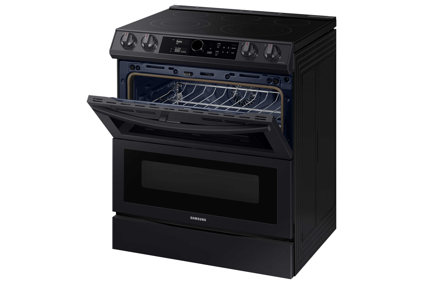 Samsung Black Stainless Steel Electric Range with Flex Duo and Air Fry (6.3 Cu.Ft) - NE63T8751SG/AC