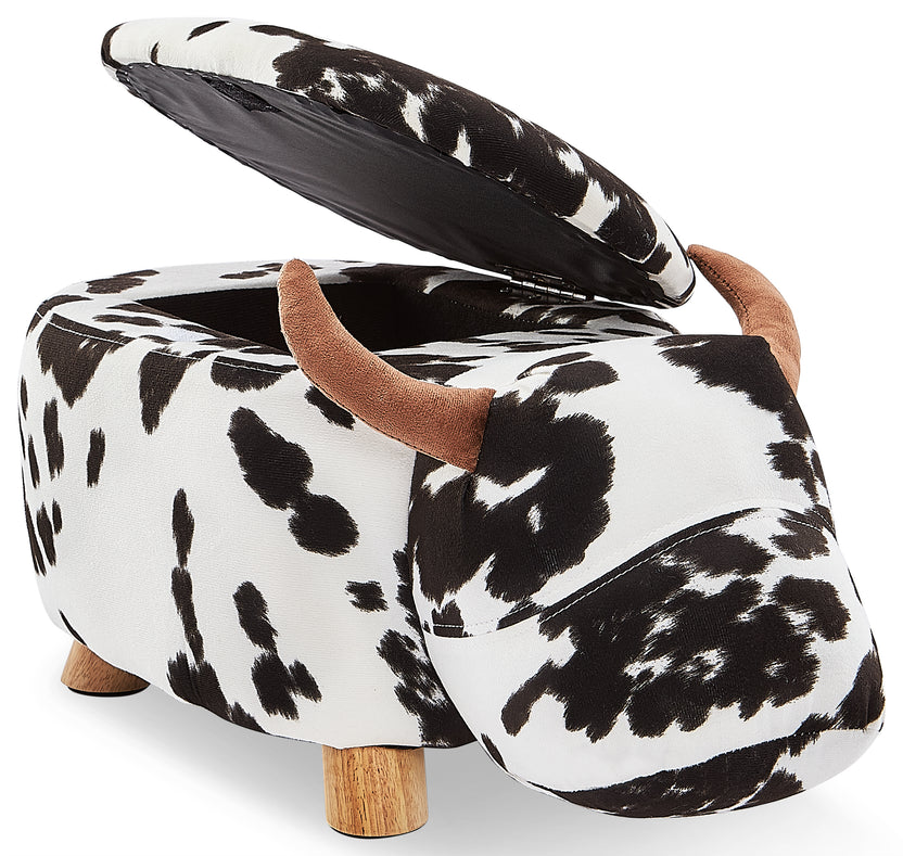 Cow Storage Ottoman Black and White Leon's