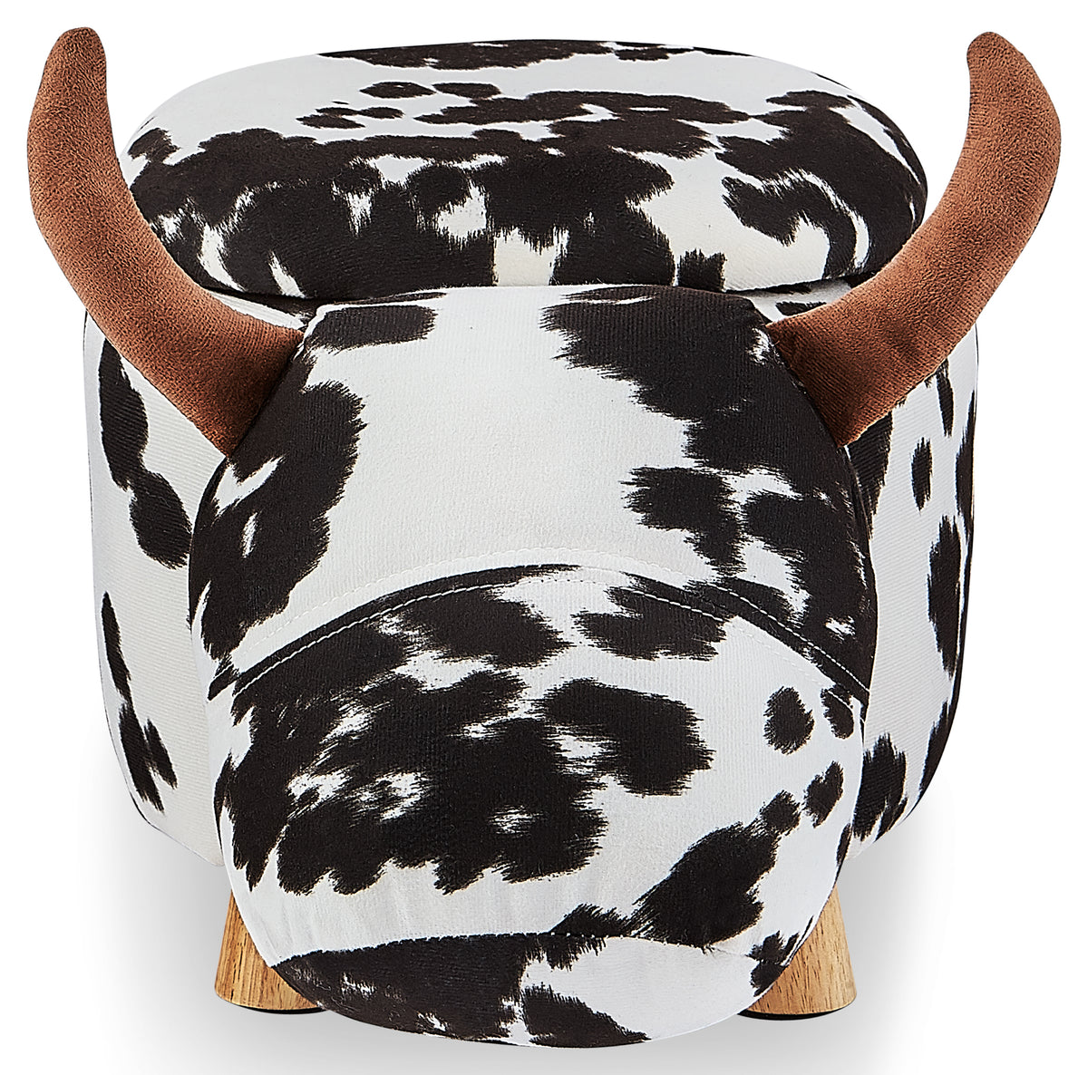 Cow Storage Ottoman Black and White Leon's