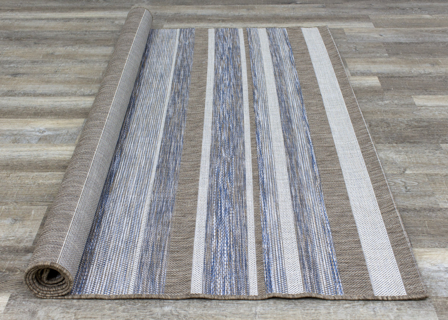 Euclid 3'11" X 5'7" Indoor/Outdoor Banded Rug - Grey Brown  Area Rug