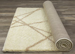Finesse 7'10" X 10'6" Lines Crossing Shag Rug - Cream Beige Area Rug