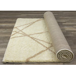 Finesse 7'10" X 10'6" Lines Crossing Shag Rug - Cream Beige Area Rug