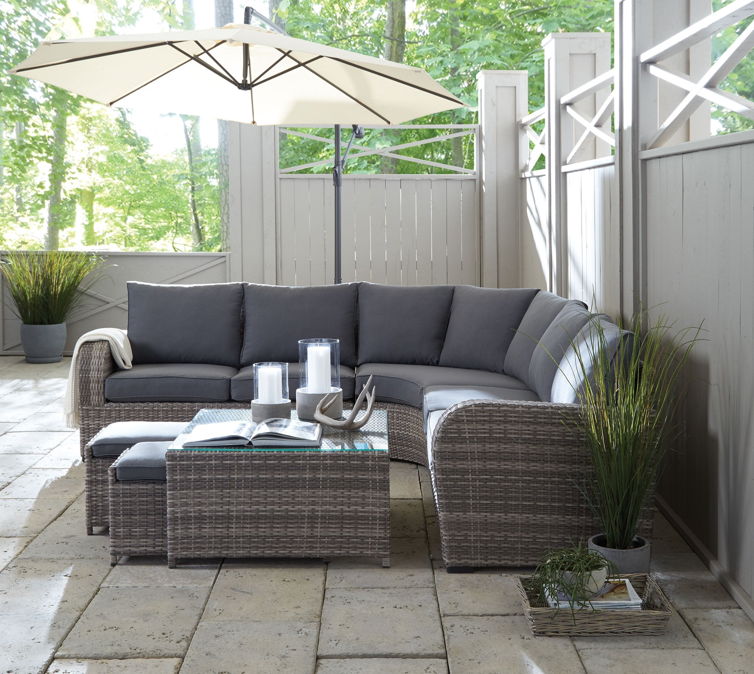 Melville One 3 Piece Outdoor Sectional Grey Leon s