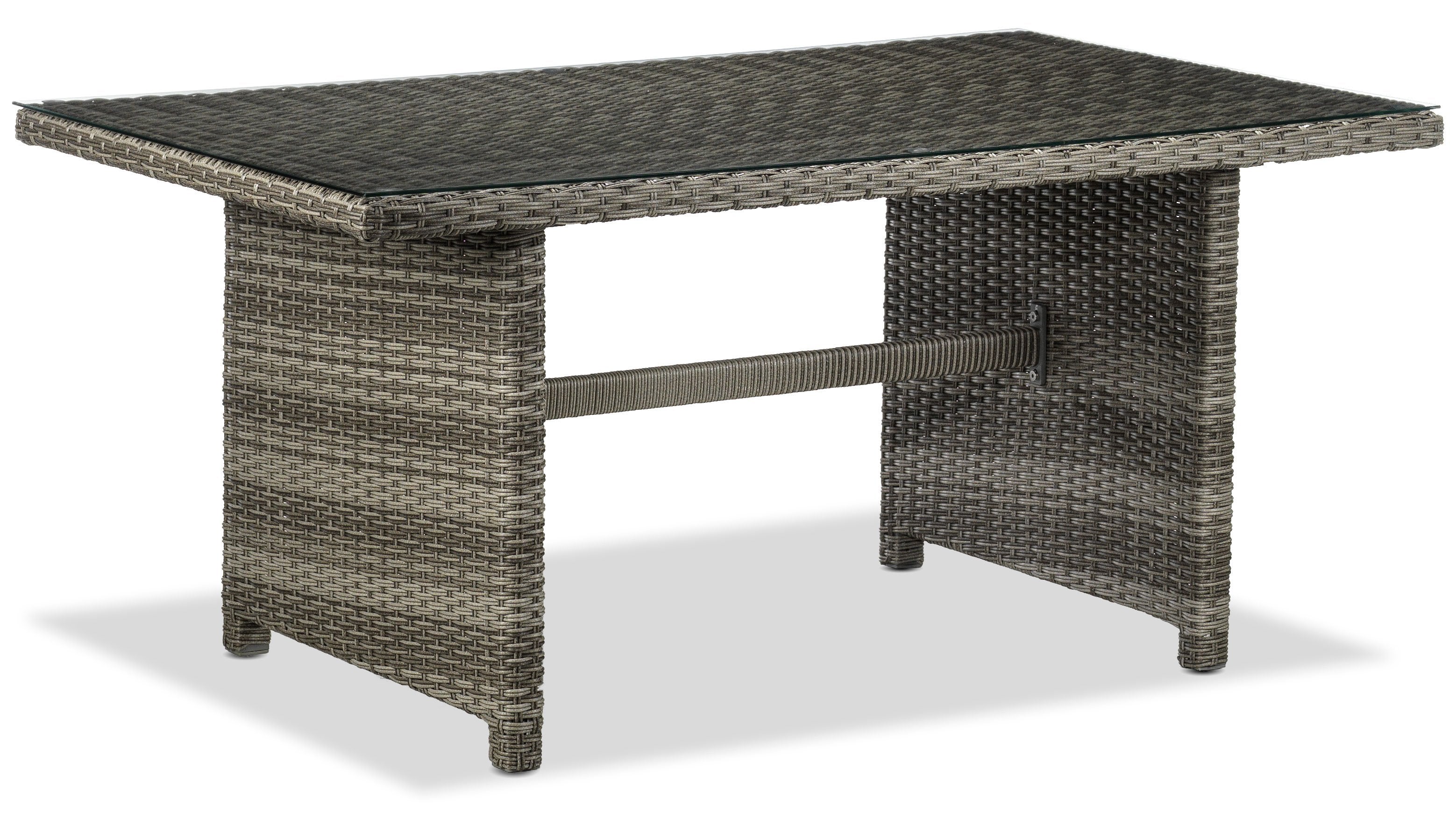 Melville One - Outdoor Banquette Table with Tempered Glass Top - Grey