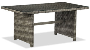 Melville One - Outdoor Banquette Table with Tempered Glass Top - Grey