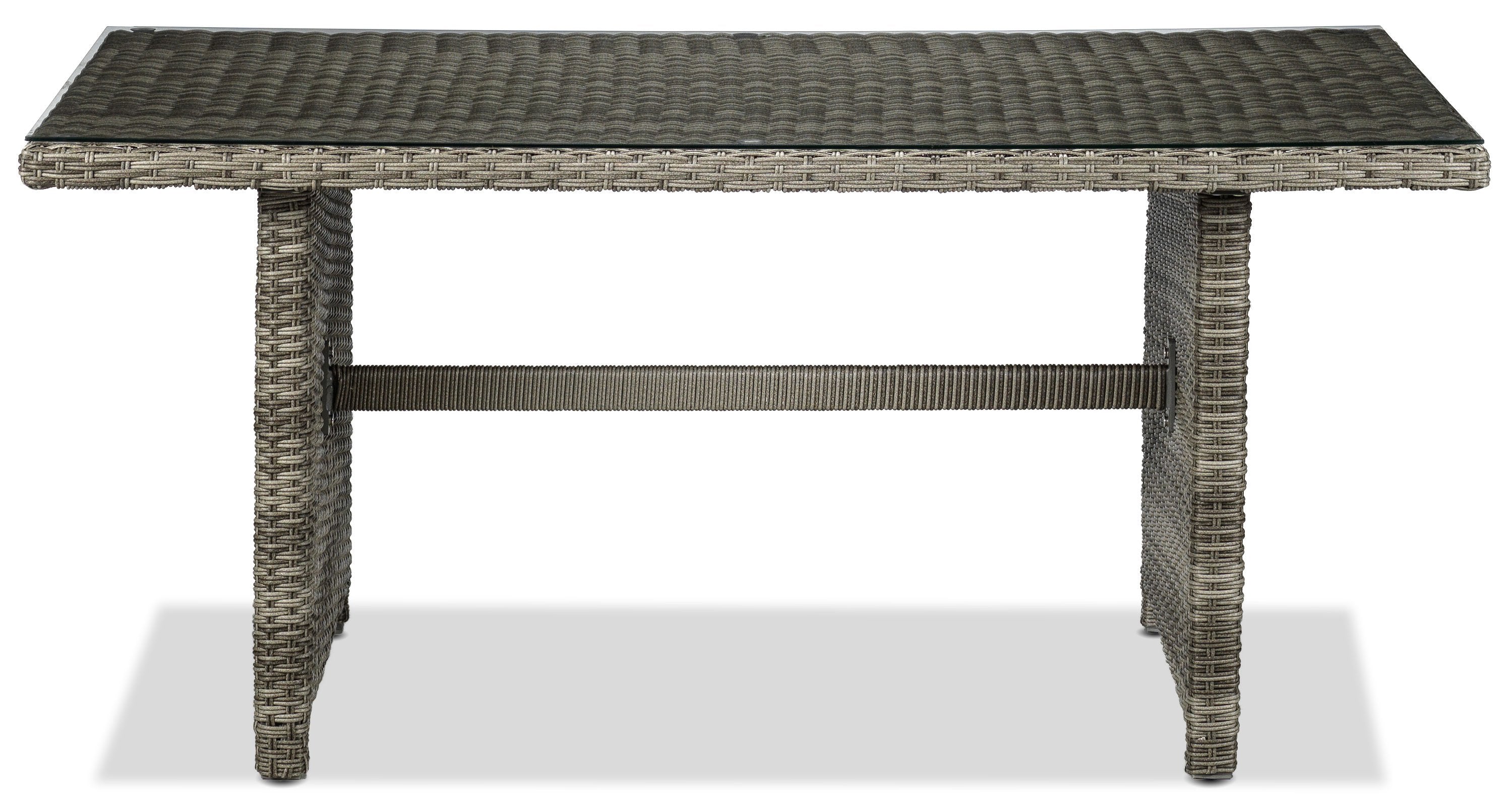 Melville One - Outdoor Banquette Table with Tempered Glass Top - Grey