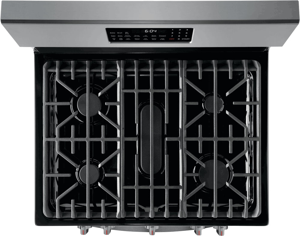 Frigidaire Gallery Black Stainless Steel Freestanding Front Control Gas Range with Air Fry - GCRG3060AD