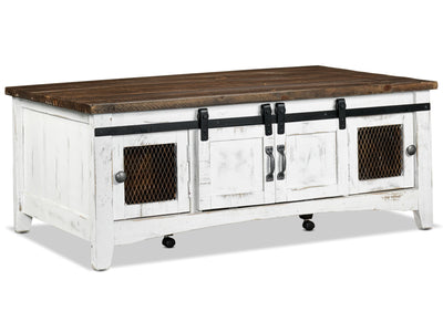 Pueblo 50" Coffee Table - Weathered White