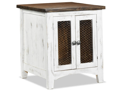 Pueblo End Table - Weathered White