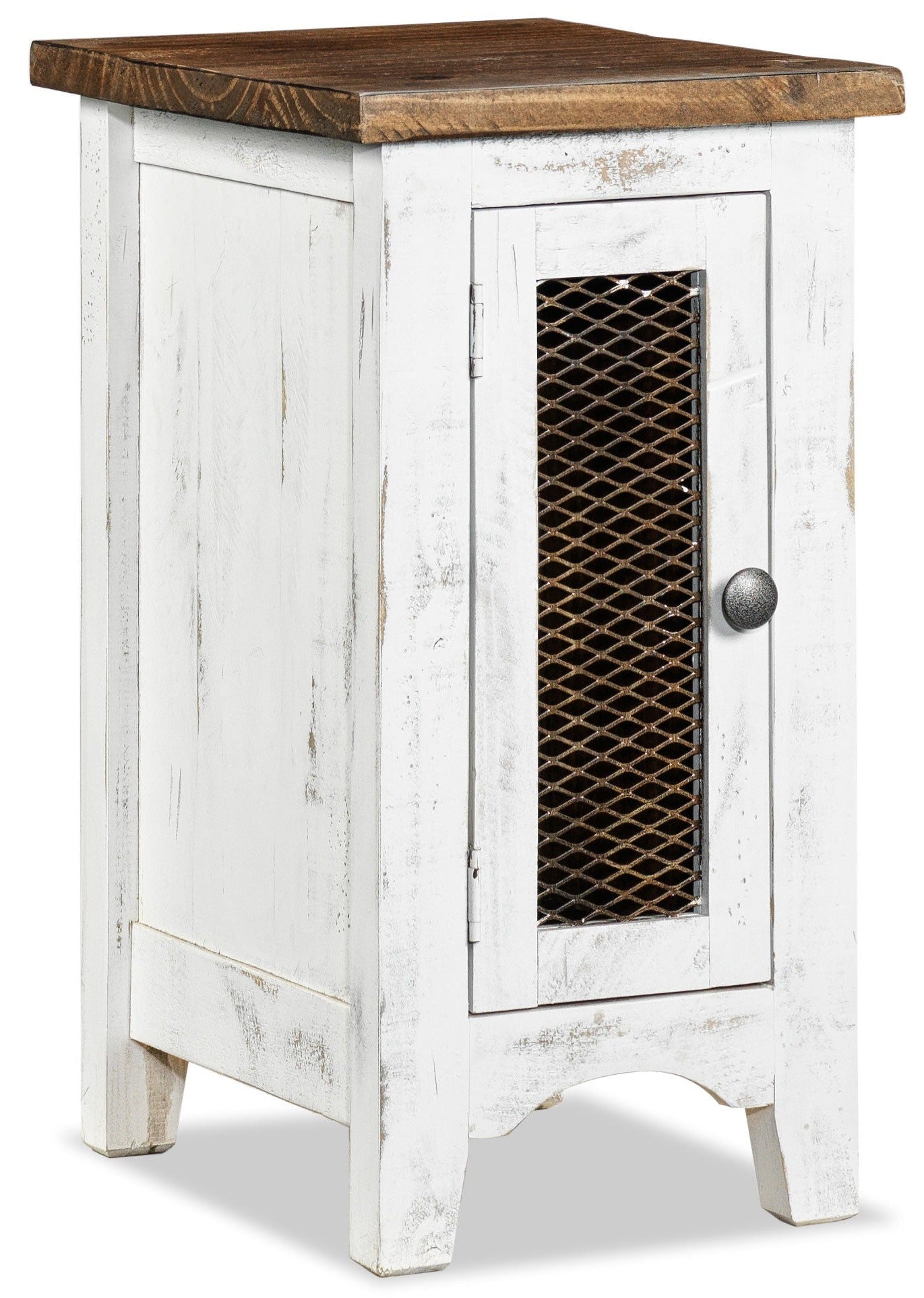 Pueblo 17" Chairside Table - Weathered White