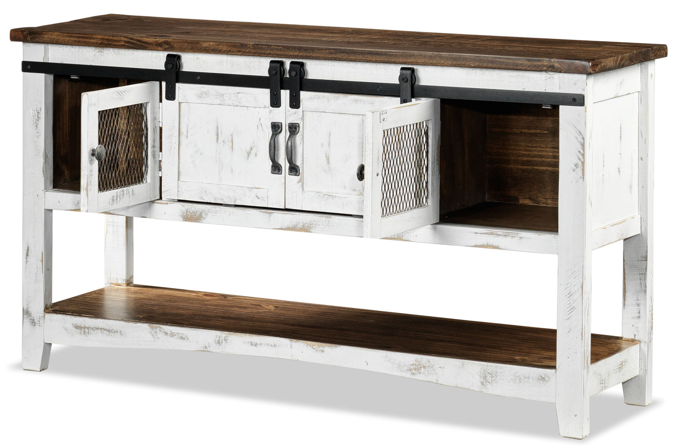 Pueblo Sofa Table - Weathered White