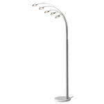 Peacock Arc Lamp - Satin Nickel with a Marble Base
