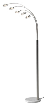 Peacock Arc Lamp - Satin Nickel with a Marble Base