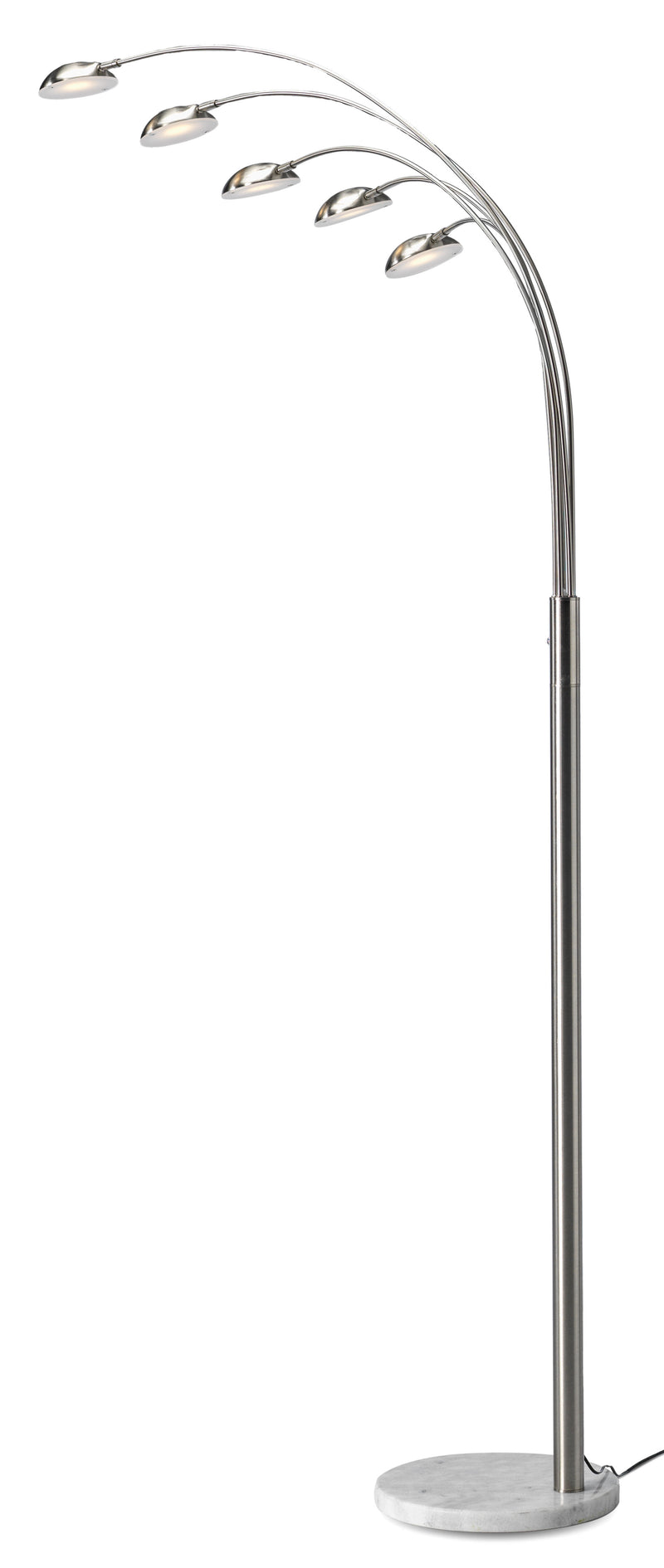 Peacock Arc Lamp Satin Nickel with a Marble Base Leon's