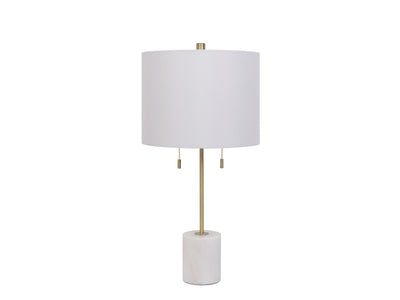 Carrara 26" Table Lamp - White Marble and Antique Brass