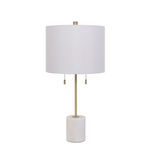 Carrara 26" Table Lamp - White Marble and Antique Brass