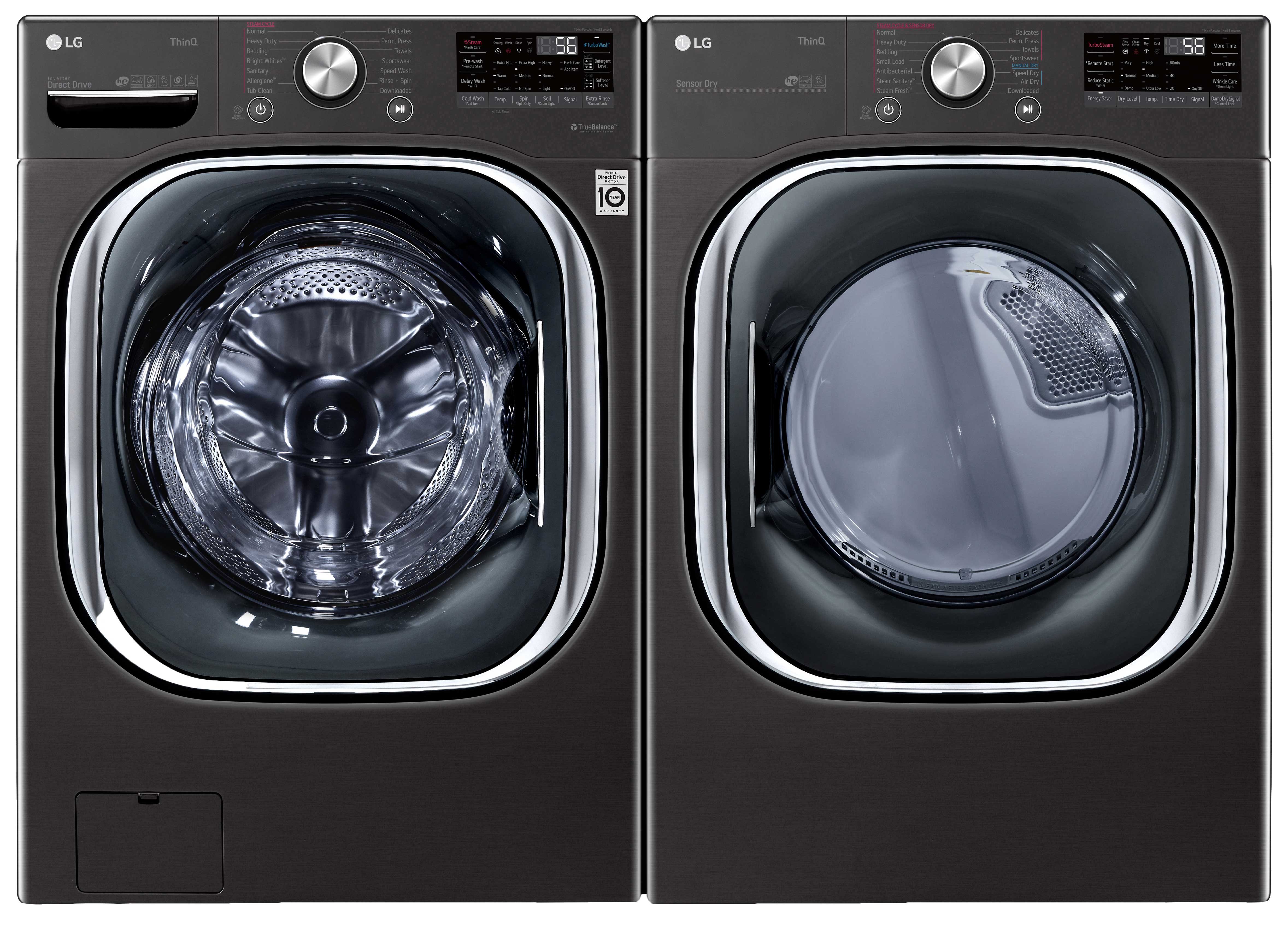 LG Black Steel Front-Load Washer (5.8 cu. ft.) & Electric Dryer (7.4 cu. ft.) - WM4500HBA/DLEX4500B