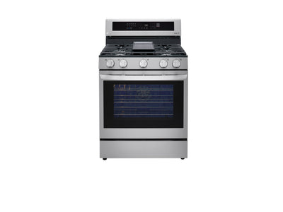 LG Smudge Resistant Stainless Steel True Convection InstaView™ Gas Range with Air Fry and Wi-Fi Enabled (5.8 Cu.Ft) - LRGL5825F