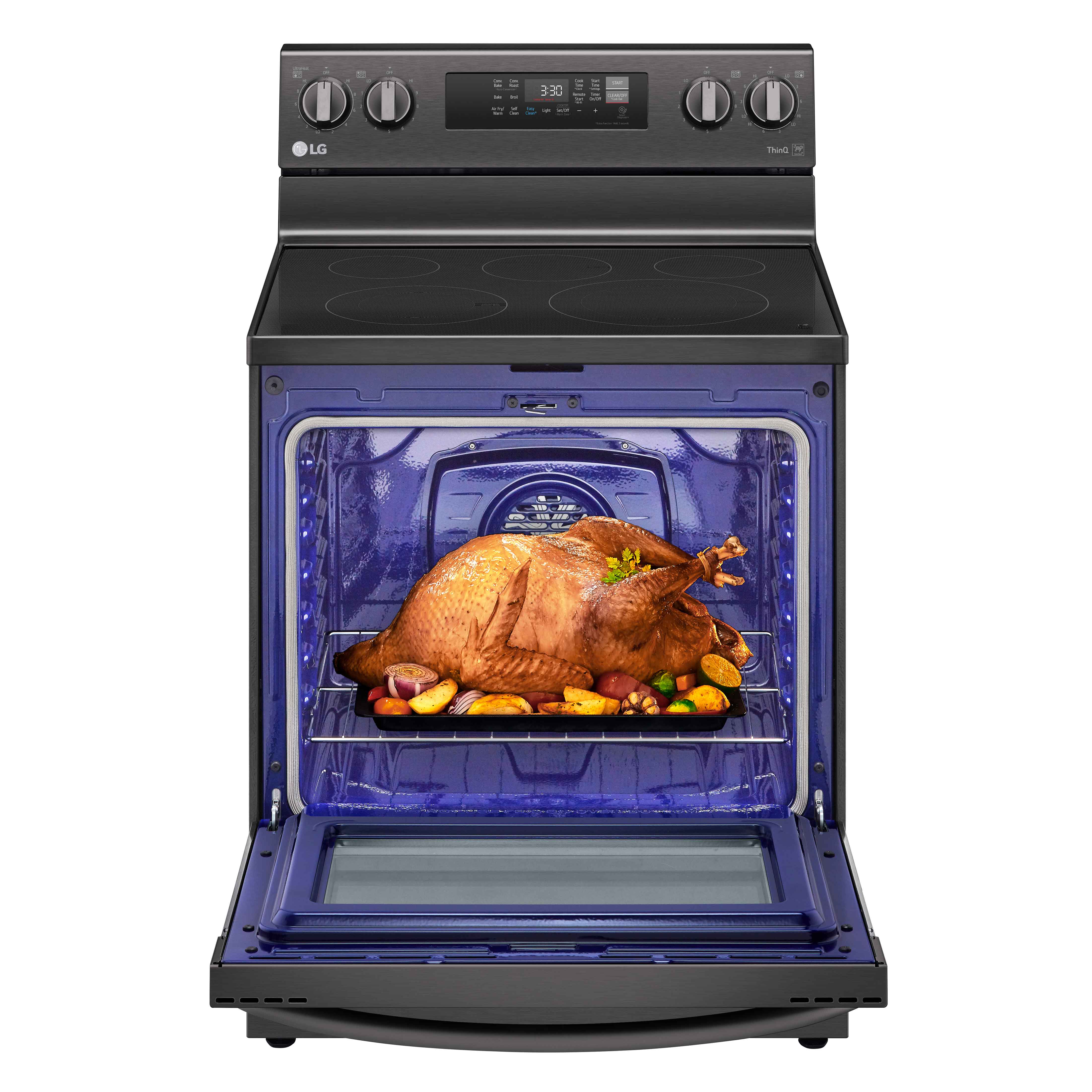 LG Black Stainless Steel 6.3 cu ft. Electric ThinQ® Range with Air Fry and Fan Convection- LREL6323D