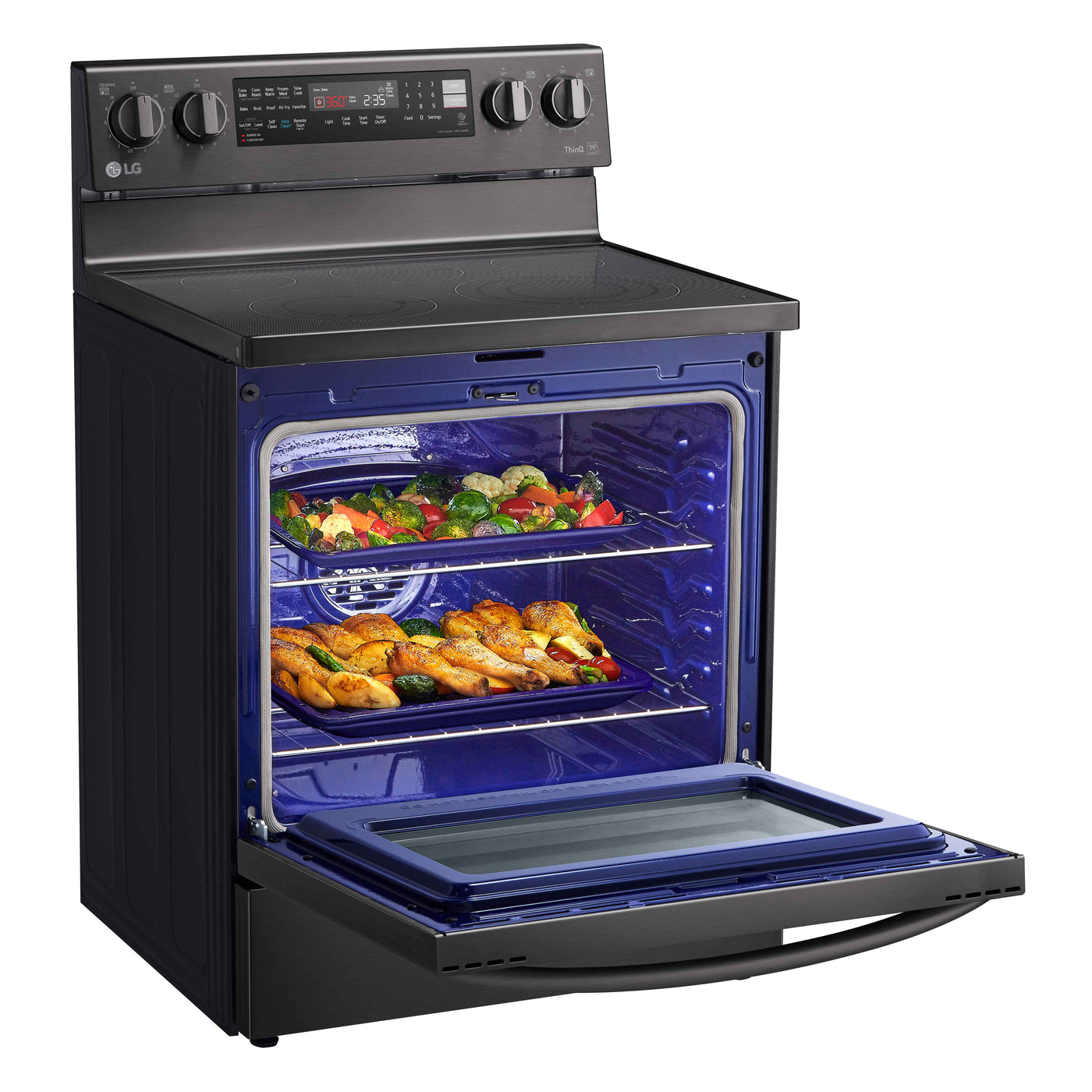 LG Black Stainless Steel 6.3 cu ft. Electric ThinQ® InstaView™ Range with Air Fry and True Convection- LREL6325D