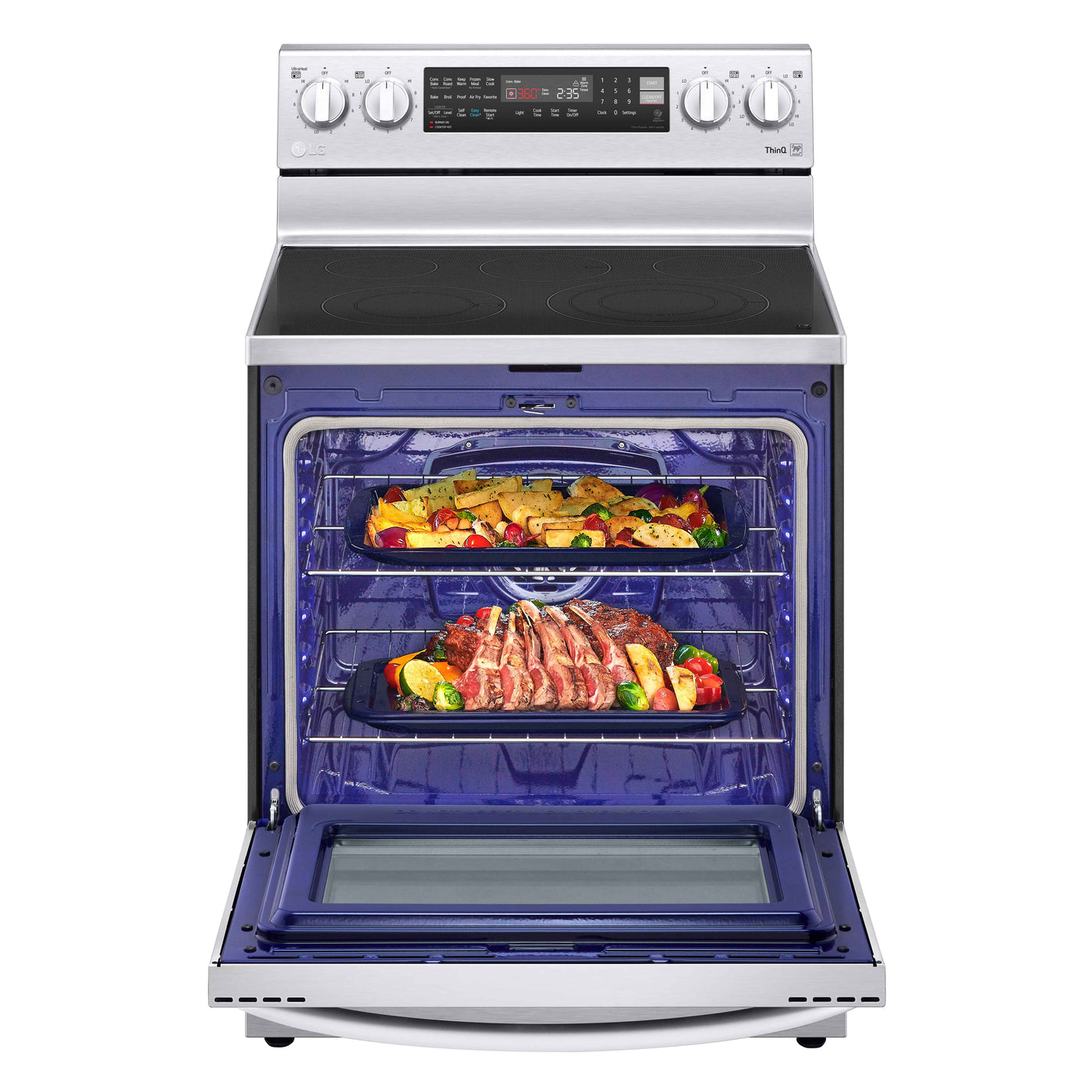 LG Smudge Resistant Stainless Steel 6.3 cu ft. Electric ThinQ® InstaView™ Range with Air Fry and True Convection- LREL6325F
