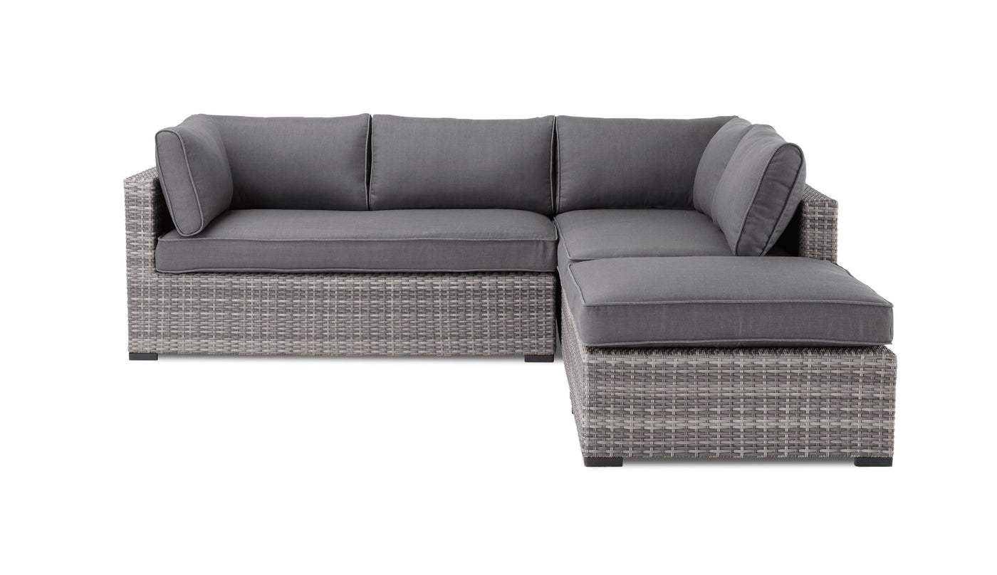 Caribe 2-Piece Outdoor Sectional and Ottoman - Grey