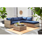 Caribe 2-Piece Outdoor Sectional and Ottoman - Navy