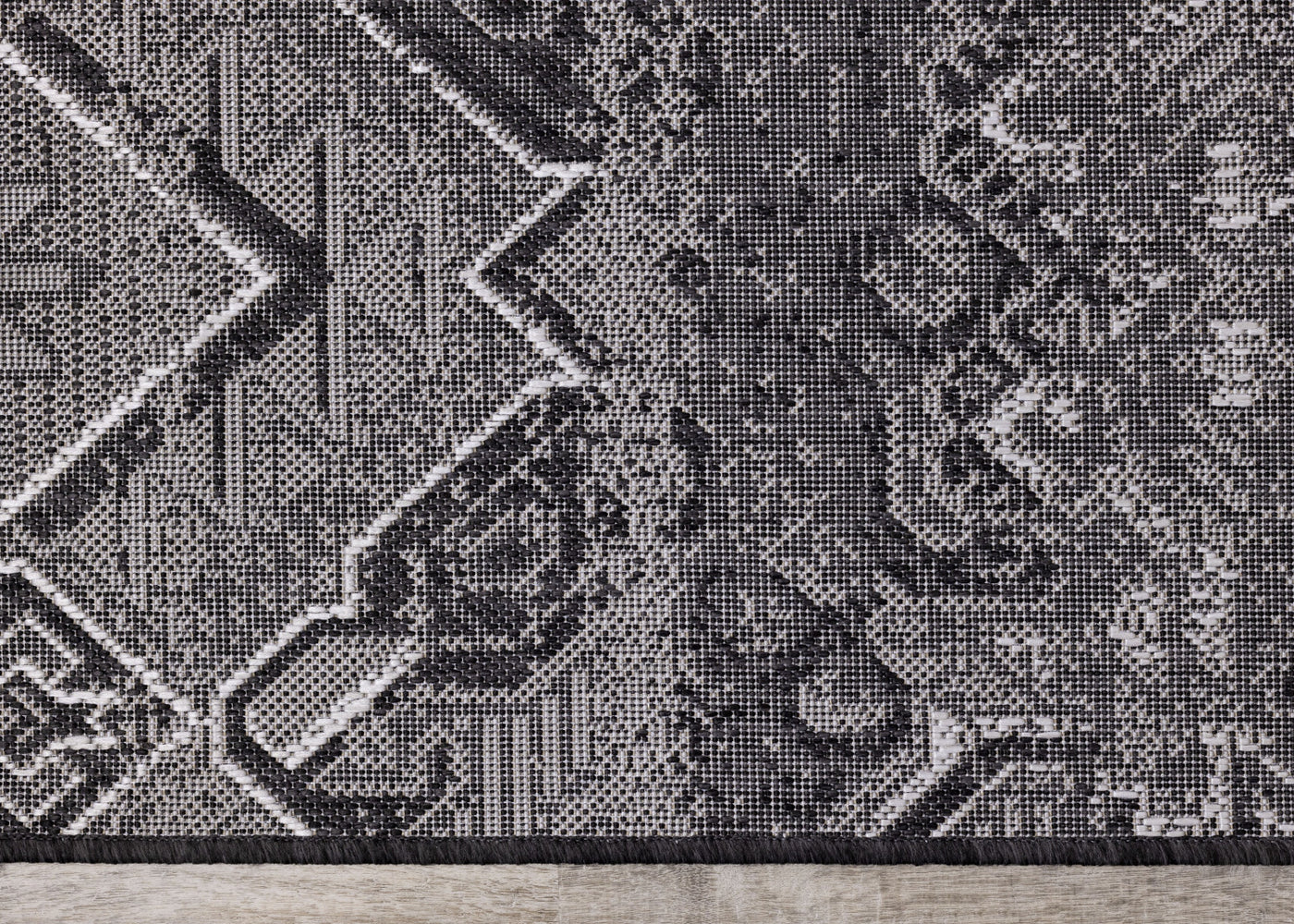 Jango 7'10" X 10'6" Indoor/Outdoor Geometric Rug - Grey Black  Area Rug