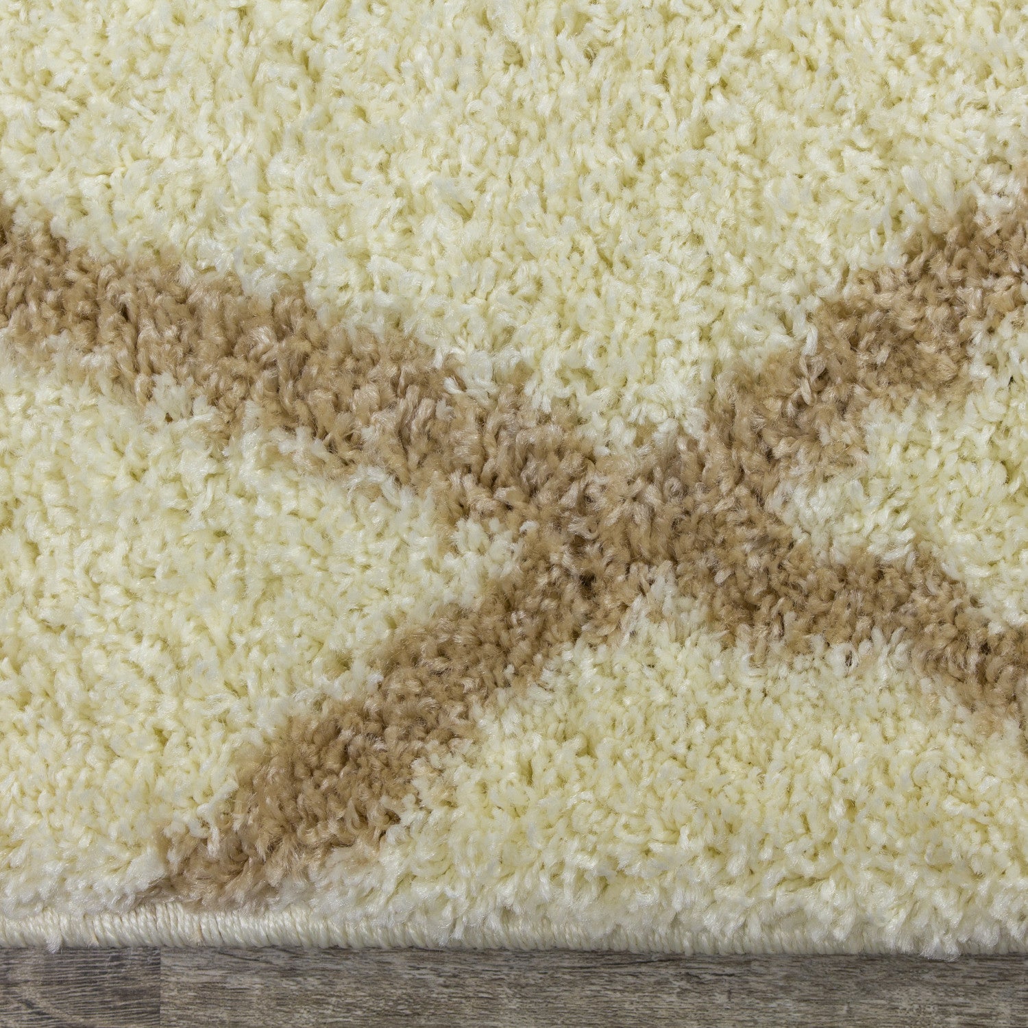 Finesse 7'10" X 10'6" Lines Crossing Shag Rug - Cream Beige Area Rug