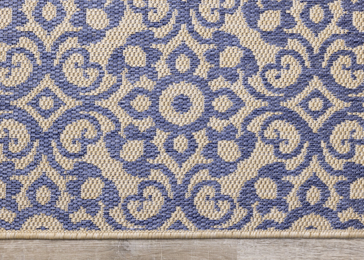 Camby 7'10" X 10'6" Indoor/Outdoor Elaborate Rug - Blue Beige  Area Rug