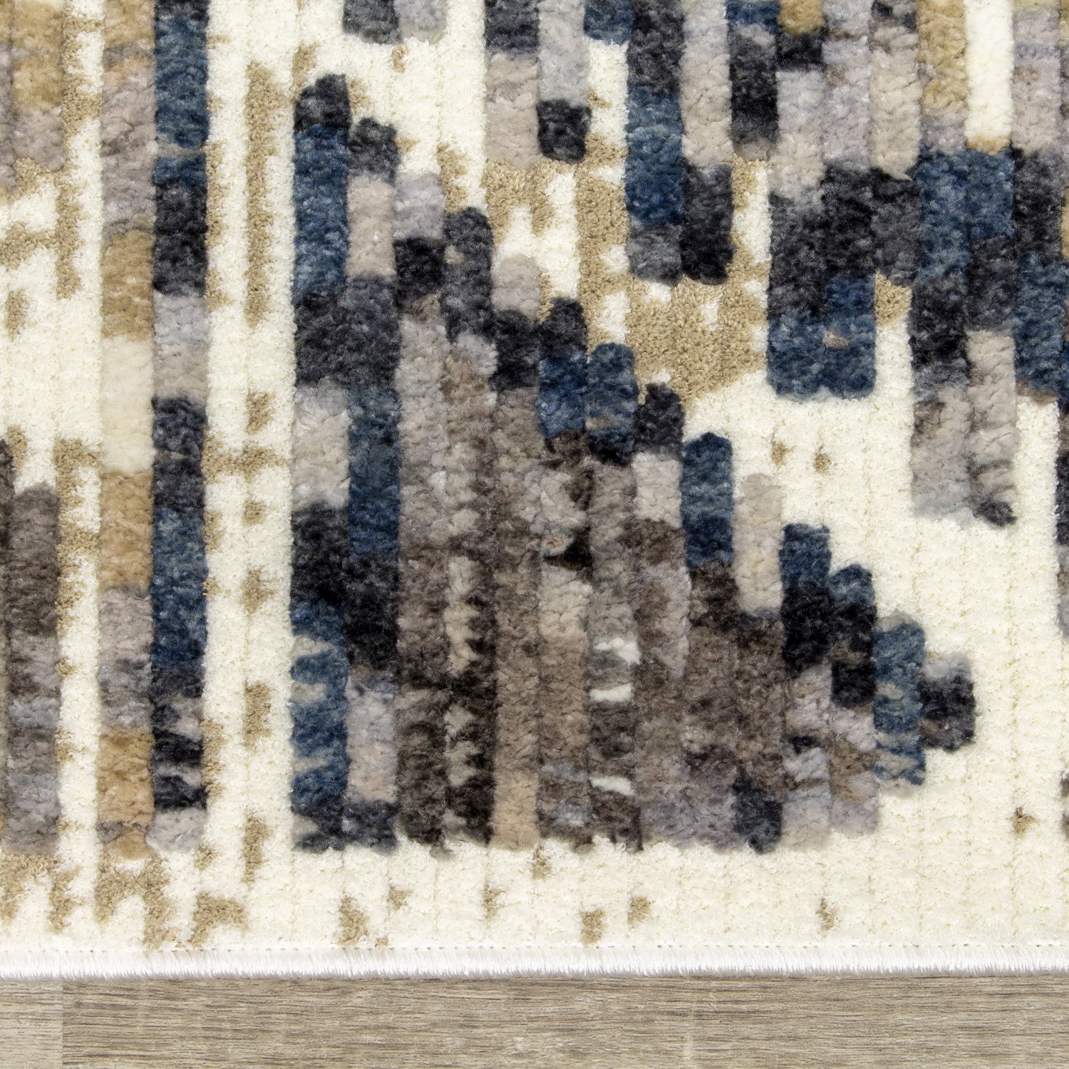 Natick 5'3" X 7'7" Hexagon Bands Rug - Blue Cream Area Rug