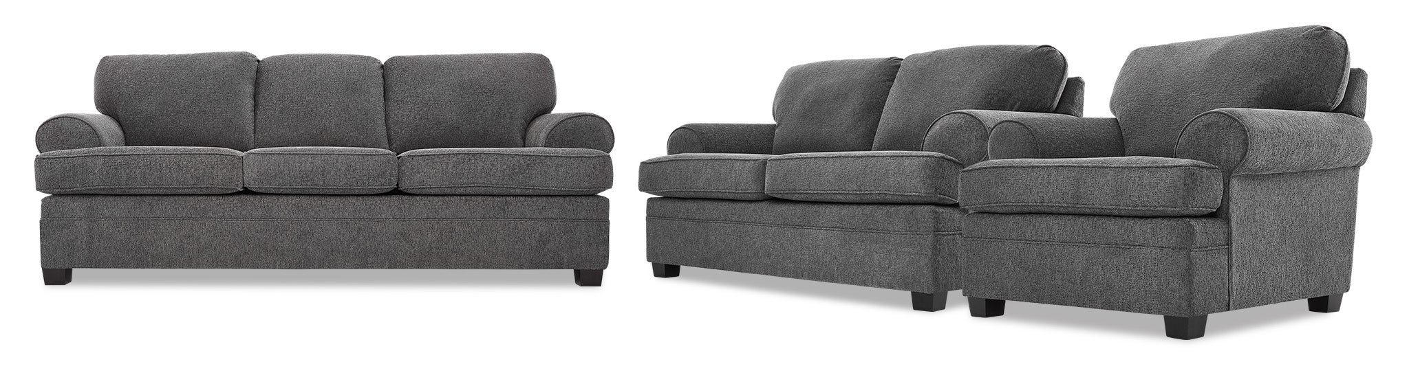Calliope Sofa, Loveseat and Chair Set - Smoke