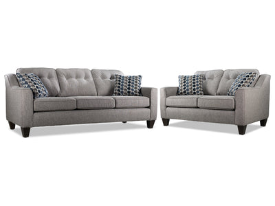 Rockford Sofa and Loveseat Set - Grey