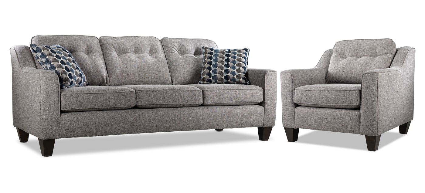 Rockford Sofa and Chair Set - Grey