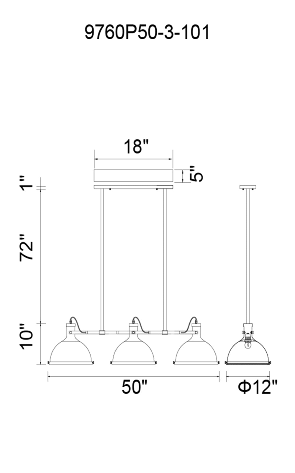 Strum 3 Light Island Lighting Black Leon's