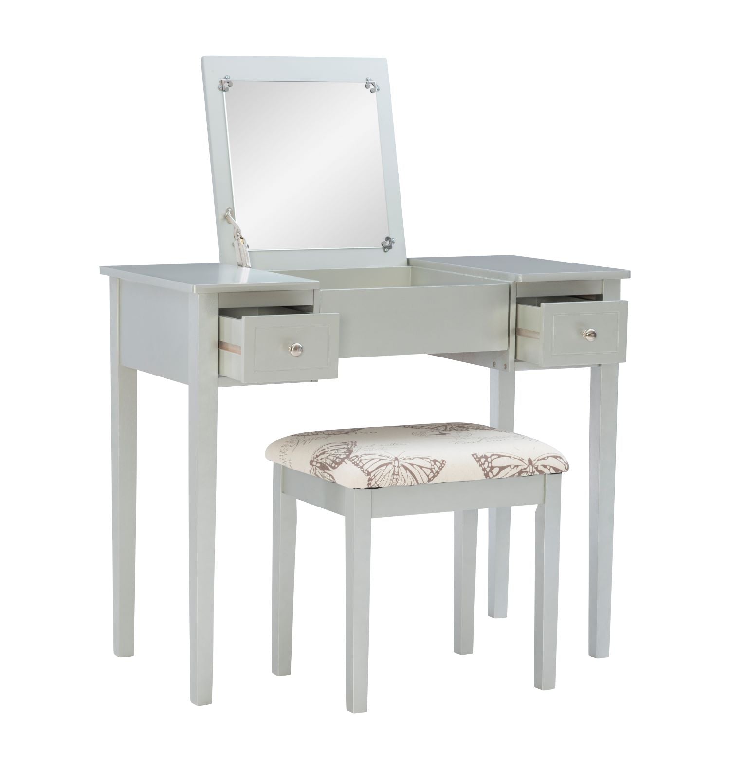 Virginia 2-Piece Vanity Set - Silver