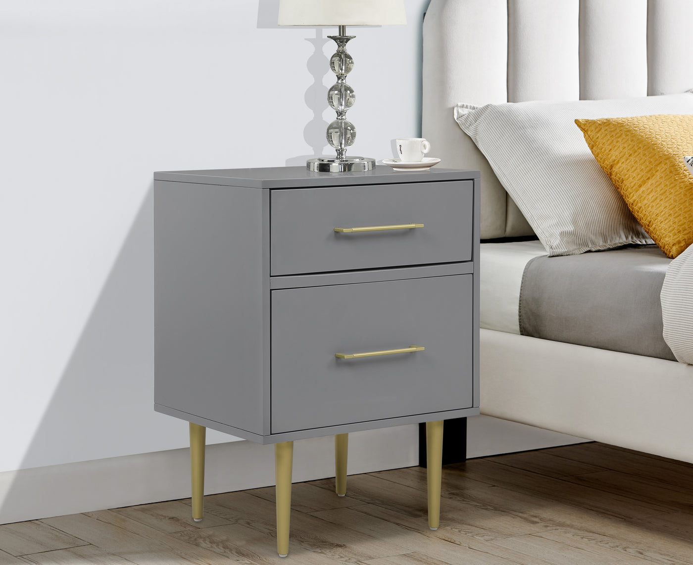 Valerie Glam Night Table - Dark Grey