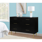 Valerie Glam 6 Drawer Dresser - Black