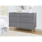 Valerie Glam 6-Drawer Dresser - Dark Grey