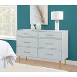 Valerie Glam 6 Drawer Dresser - Light Grey