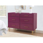 Valerie Glam 6-Drawer Dresser - Raspberry