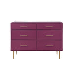 Valerie Glam 6-Drawer Dresser - Raspberry