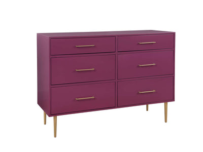 Valerie Glam 6 Drawer Dresser - Raspberry