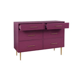 Valerie Glam 6-Drawer Dresser - Raspberry