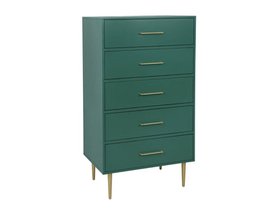 Valerie Glam 5 Drawer Chest - Green